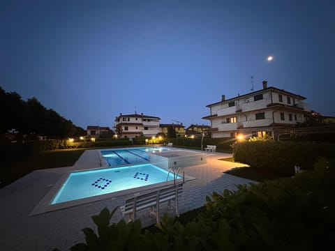 Property building, Night, Pool view, Swimming pool