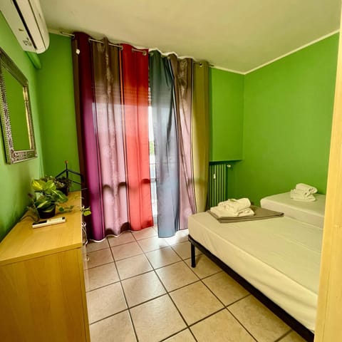 Bed, Photo of the whole room, Bedroom, towels, air conditioner