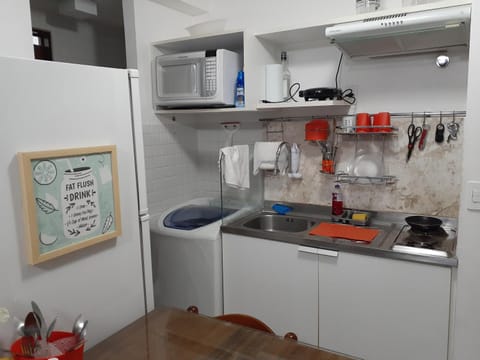 Kitchen or kitchenette, minibar, stove, washing machine