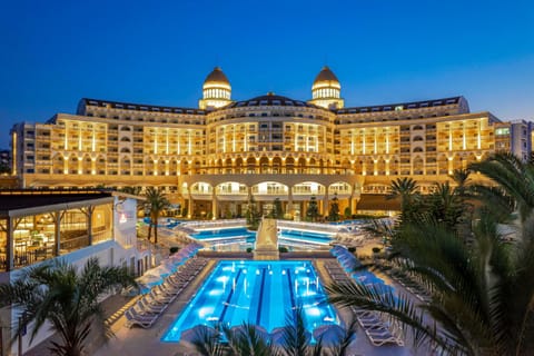 Property building, Night, Swimming pool