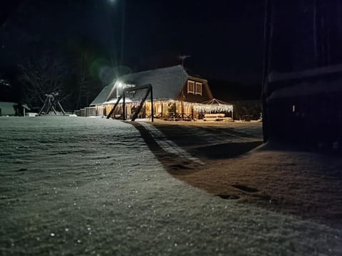 Property building, Patio, Night, Natural landscape, Winter