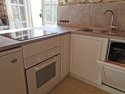 Kitchen or kitchenette, dishwasher, oven