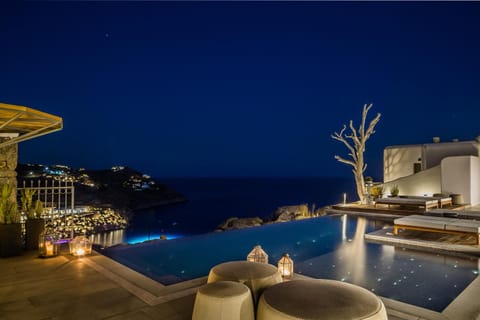 Night, Sea view, Swimming pool