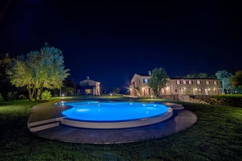 Property building, Night, Swimming pool