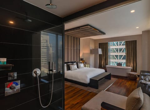 Shower, Bed, City view