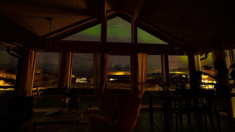 Night, Living room, Seating area, Mountain view, Sea view