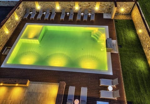 Night, Pool view, Swimming pool, Swimming pool