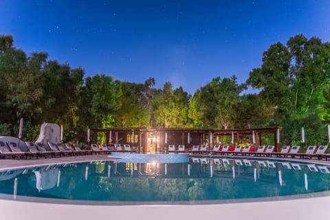 Night, Pool view, Swimming pool, Swimming pool