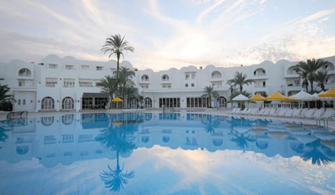 Property building, Swimming pool, Sunset