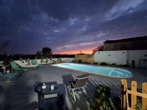 Night, Natural landscape, Pool view, Swimming pool, Sunset, sunbed