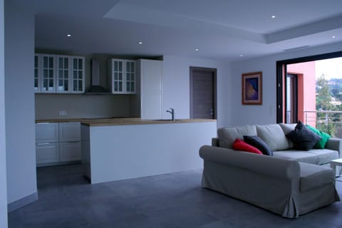 Kitchen or kitchenette, Living room, Seating area