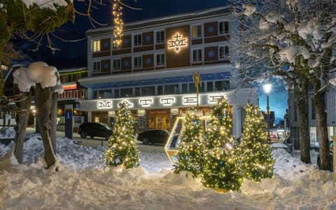 Property building, Night, Winter