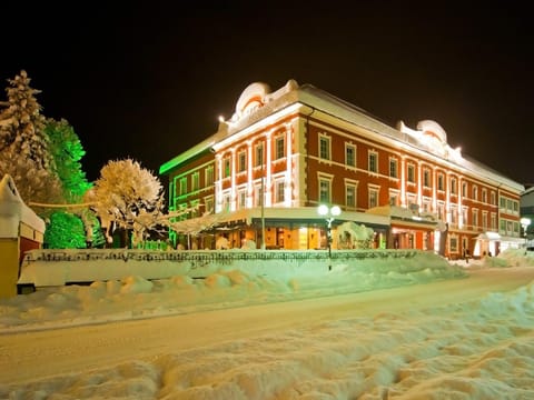 Property building, Night, Winter
