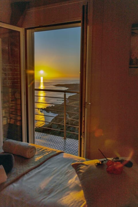 Bed, View (from property/room), Bedroom, Sea view, Sunset, towels