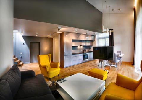 Kitchen or kitchenette, Living room, Dining area