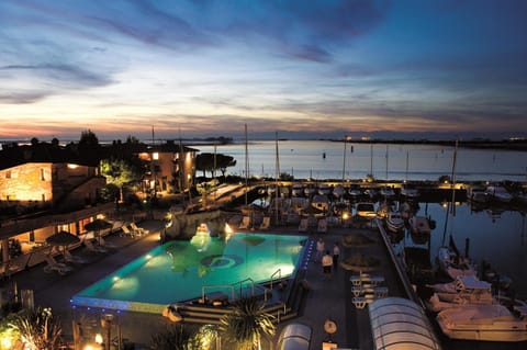 Night, Pool view, Sea view, Swimming pool, Sunset