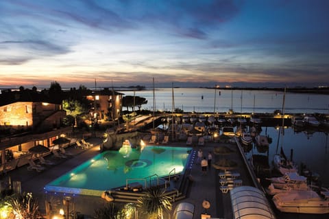Night, Pool view, Sea view, Swimming pool, Sunset