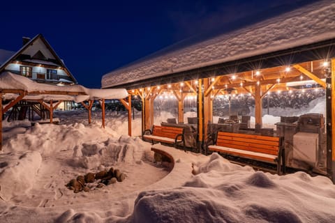 Property building, Night, Winter