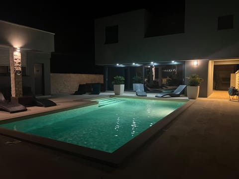 Night, Pool view, Swimming pool