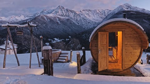 Winter, Garden, Hot Tub, Sauna, Spa and wellness centre/facilities, Mountain view