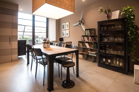 Library, Living room, Dining area