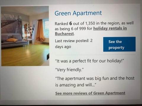 Green Apartment Wohnung in Bucharest