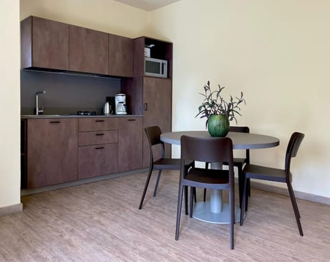 Kitchen or kitchenette, Living room, Dining area, minibar, kitchen