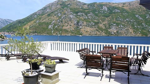 PENTHOUSE STOLIV New SPA-POOL Villa is located 5m from the sea, Exclusive Terrace,Private Jetty wih Sunbeds, Pebble Beach, Secluded location Total area 375m2 at your disposal Condo in Kotor Municipality