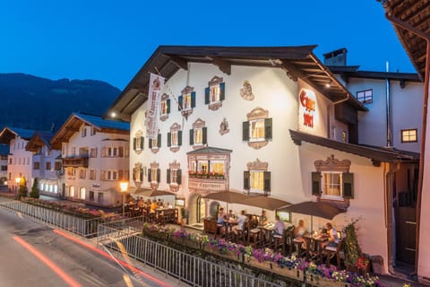 Property building, Facade/entrance, Night, Natural landscape, Mountain view