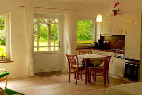 Kitchen or kitchenette, Seating area, Dining area, Garden view