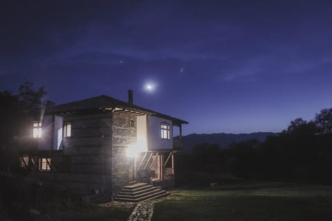 Property building, Facade/entrance, Night, Garden, Balcony/Terrace, Garden view, Landmark view, Mountain view