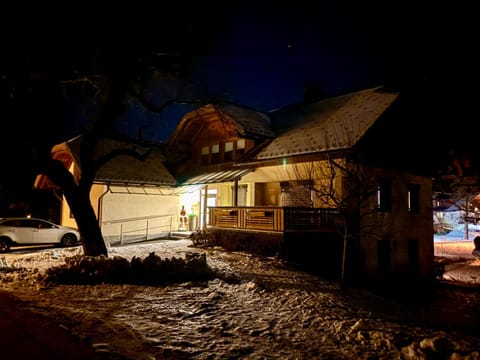 Property building, Night, Winter
