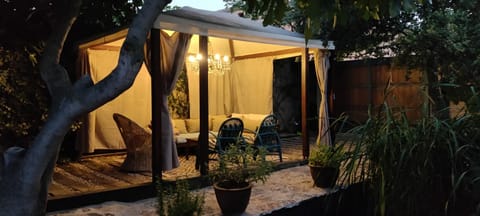 Patio, Night, Garden, Garden view