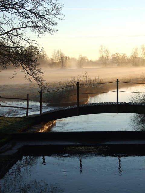 Property building, Natural landscape, River view, Sunrise