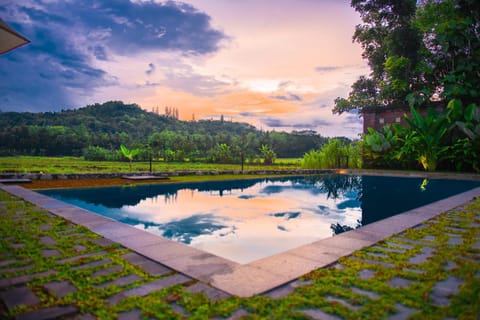 Natural landscape, Pool view, Swimming pool, Sunset