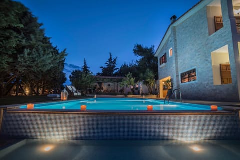 Property building, Night, Swimming pool, Swimming pool