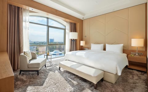 Bed, Bedroom, City view