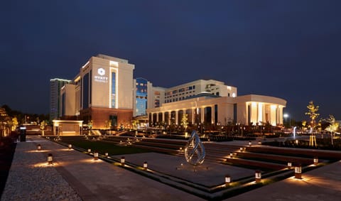 Property building, Facade/entrance, Night, Garden, On site