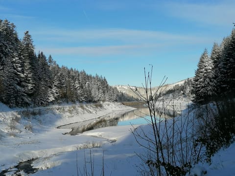 Nearby landmark, Natural landscape, Winter, Lake view, Lake view, Mountain view