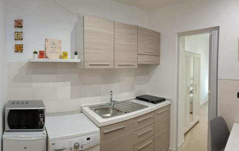 Kitchen or kitchenette, minibar, stove, washing machine