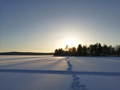 Winter, Fishing, Skiing, Lake view
