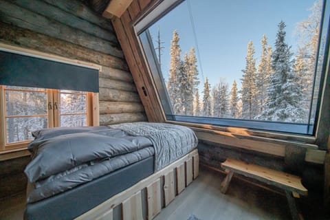 Bed, Natural landscape, Winter, Photo of the whole room, Bedroom