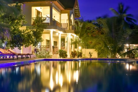 Property building, Night, Swimming pool, Swimming pool