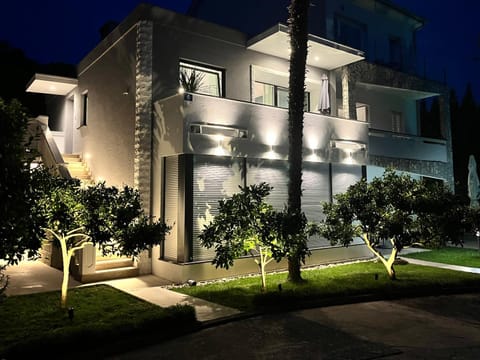 Property building, Night, Garden, Garden view