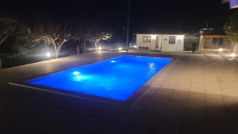 Night, Pool view, Swimming pool, Swimming pool