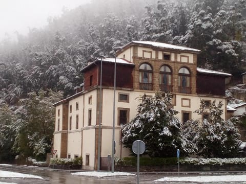 Property building, Winter, Garden