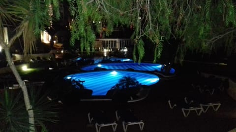 Night, Garden, Swimming pool