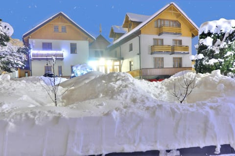 Property building, Night, Winter