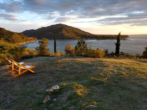 Natural landscape, Lake view, Mountain view, Sunset, sunbed