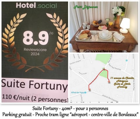 LE FORTUNY - 3 Suites, 2 apparts, 1 chambre - proche TRAM ligne aéroport et parking gratuit Bed and Breakfast in Mérignac